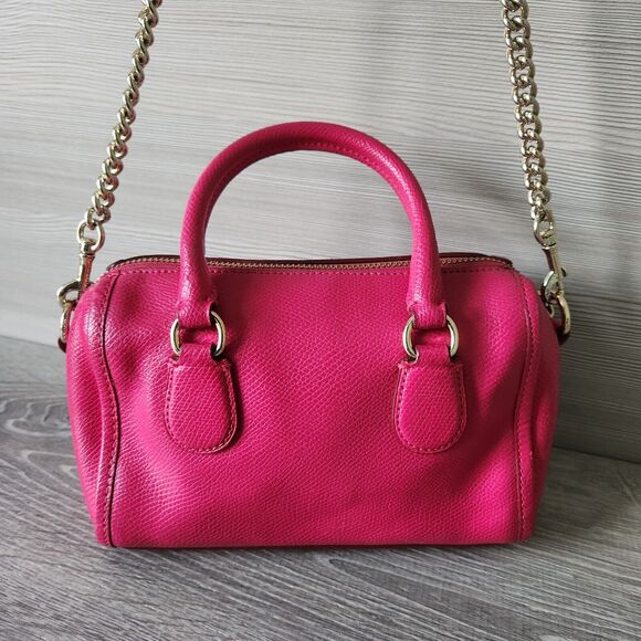 Coach New York Cross Grain Leather Baby Bennett Satchel Solid Pink Sling Strap - Picture 9 of 16